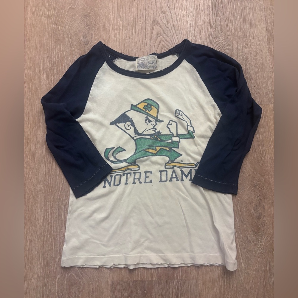 Notre Dame Raglan Tee in Navy and White
Vintage style